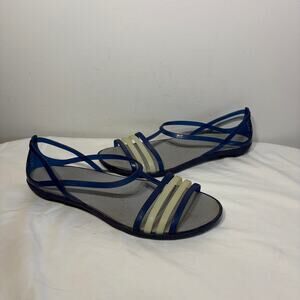 Crocs Sandals Isabella Blue White Spring Summer Waterproof Beach Vacation 9